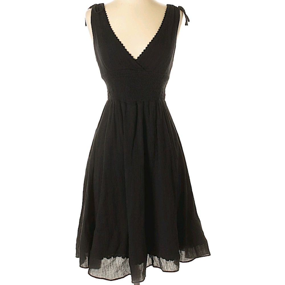 Maeve Black Ruffle Cotton Cocktail Dress XS